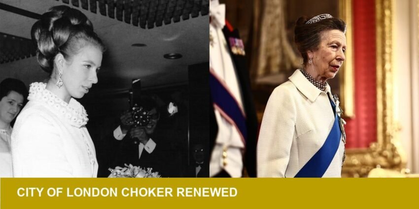 Princess Anne rewears 1969 gown — City of London choker spotlit